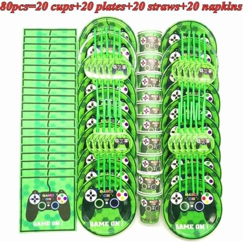Cartoon Video Game Disposable Party Tableware Sets Kids Birthday Party Decor Baby Shower Game Controller Theme Party Supplies