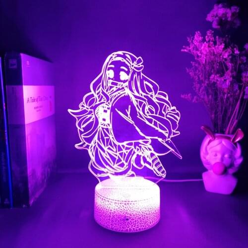 Nezuko Kamado Kawaii Room Decor LED Anime Light Figure Laser Engraved Acrylic Upward Lighting Manga Must Have Cool Manhwa Gift