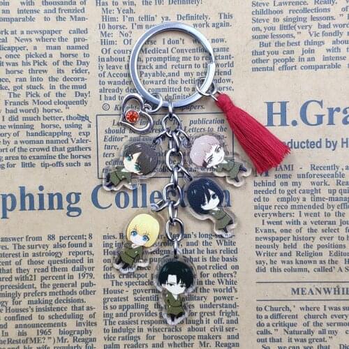 Attack on Titan Acrylic Anime Keychain For Lady Key Ring Jewelry Birthday Party Schoolbag Decoration Pupil Boy Girl Gift