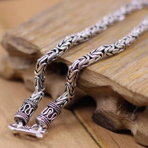 Silver Silver Thai goods wholesale S925 silver Thai handmade antique diameter 2.5mm men and women necklace 45cm (18 inches)