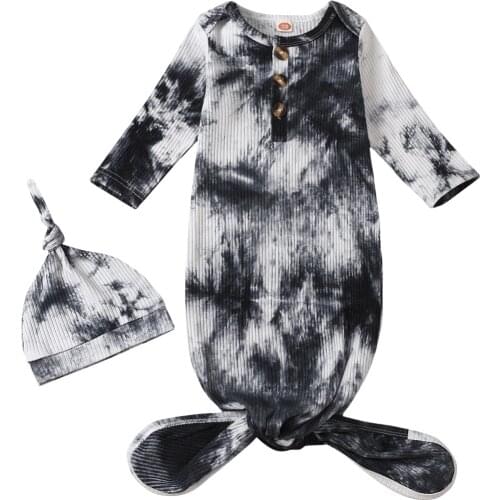 2 Pcs/Set Newborn Baby Photography Props Tie-dye Hat Swaddle Blanket Wrap Sleeping Bag Drop Shipping