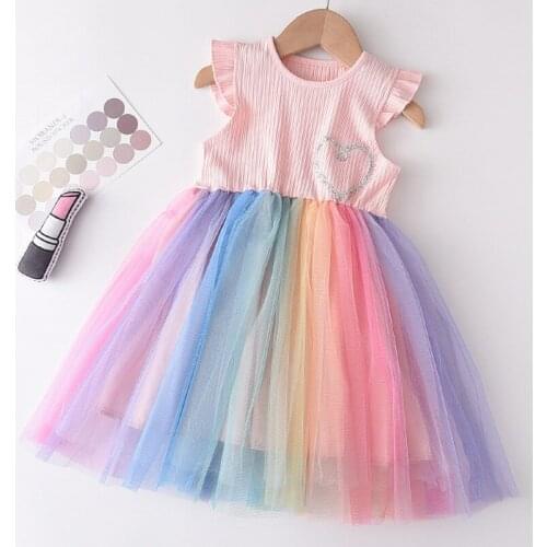 Kids Dresses for Girls New Summer Children Clothes Fancy Flower Princess Dress Toddler Tutu Baby Girl Tulle Dress Casual Wear