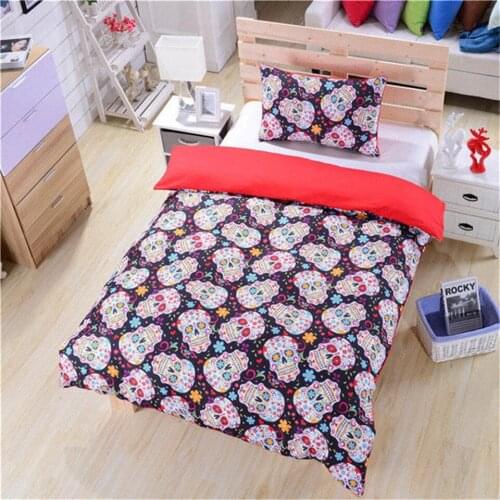 Charm Skull Pattern Duvet Cover High Quality Home Textile Quilt Cover with 2 Pillowcase Fashion Bedding 3 Pcs Set and Sheet