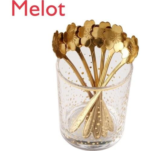 European-Style Simple Golden Coffee Spoon Household Creative Exquisite Stainless Steel Coffee Spoon Small Mini Cute Spoon