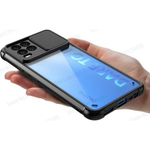 Candy Color Acrylic Clear Transparent Phone Case For OPPO Reno 6 5 Pro 5F 5 Lite A74 5G A54 A94 4G Slide Camera Protective Cover