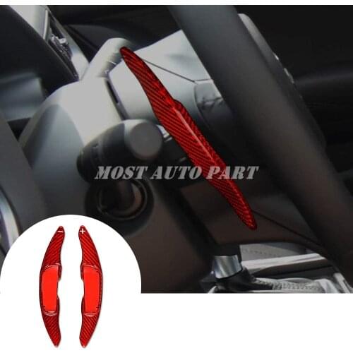 Real Carbon Fiber Paddle Paddle Shift Steering Wheel Shifter Extension For Mazda 3 6 CX-3 CX-4 CX-5 MX-5 Red/Black
