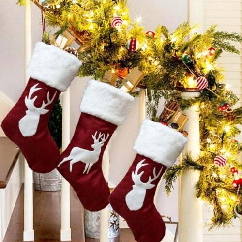 Christmas And New Year Decorations for Home Xmas Christmas Stockings Elk Christmas Stocking Socks Gift Bags Holder