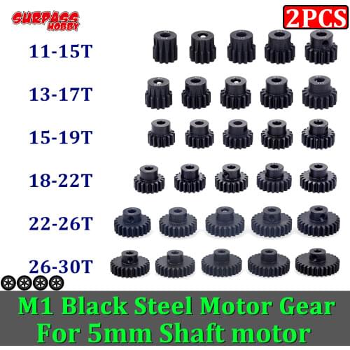 Surpass Hobby 2pcs M1 Pinion Motor Gear 5mm Shaft Motors Gears Steel 1/10 1/8 Rc Car Brushless Motor Brushed 11T-30T 3660 550