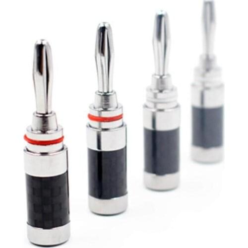 HiFi 4Pcs Banana Speaker-Adapter Plug, Carbon Fiber Series Rhdium Plated banana connector Jack,speaker cable banana plug