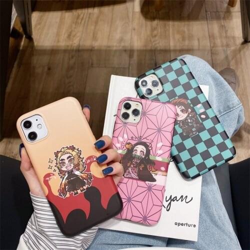Cartoon Anime Demon Slayer Phone Case For Iphone 12 11 Pro X Xs Max XR 7 8 Plus SE2 Japan Kimetsu No Yaiba Soft IMD Cover Fundas