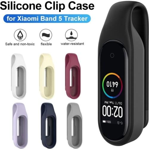 Silicone Protective Case For Xiaomi MI Band 5 Smart Bracelet Steel Clips Outdoor Sport Anti-lost Clip Buckle Watch Accessories