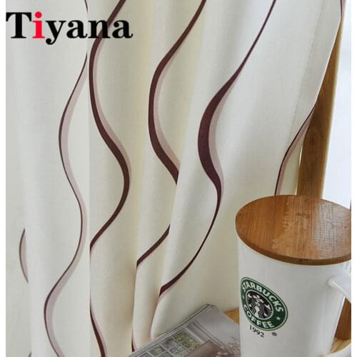 Tiyana Sheer Curtains Stripe Voile Kitchen Curtains for Bedroom Living Room Home Decortive Tulle Curtains WP380-4