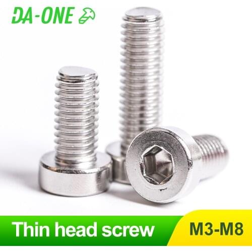DA-ONE10/50 M3 M4 M5 M6 M8 304 Stainless Steel Thin Head Hexagon Socket Screw Often Hex Allen Cap Screw Bolt Really Good Quality