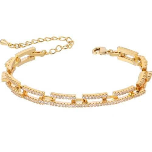 WEIMANJINGDIAN 2021 New Trendy High Quality Gold Color Exquisite Cubic Zirconia CZ Crystal Linked Bracelets