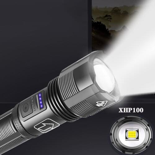 XHP100 COB 9-core Led Flashlight Powerbank Function Torch Aluminum Lantern Usb Rechargeable 18650 26650 Battery Zoomable XHP70.2