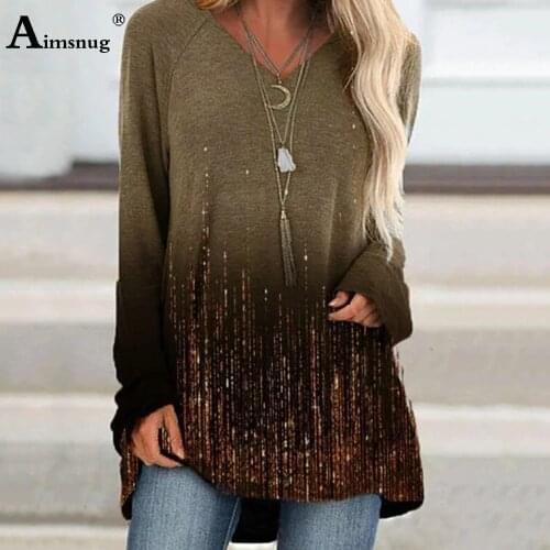 Plus Size Ladies Elegant Leisure Casual T-shirt Gradient Print Tops Loose Women Clothing 2021 Spring Autumn Tees shirt Femme 5XL