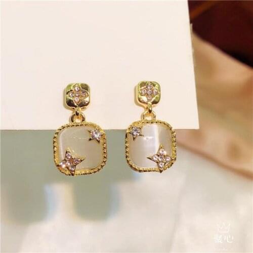 Punk Girl Earrings 2020 Fashion New Temperament Earrings Simple And Versatile Square Crystal Earrings Womens Sale Oorbellen