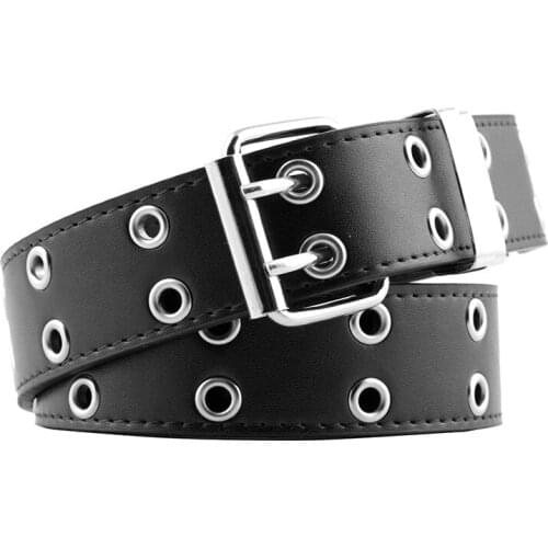 Women Punk Chain Fashion Belt Adjustable Double/Single Row Hole Eyelet Waistband with Eyelet Chain Decorative Belts 2020