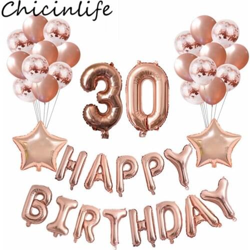 1Set Rosegold 16 18 21 30 40 50 60 Years Old Balloons Man Woman 18th 30th 40th 50th Birthday Party Anniversary Decor Supplies