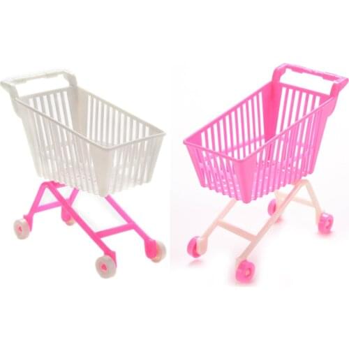 1PCS Random Mini Shopping Cart For Doll Classic Toys Trolleys for Kids Girls Birthday Gift Dolls Accessories