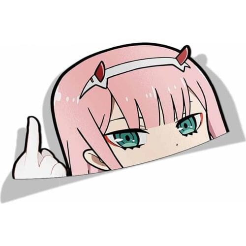 1 pieces Cartoon Car Sticker for Darling In The Franxx Zero Two Peeker Big Head Anime Vinyl JDM Window Trunk Laptop Wall Decal