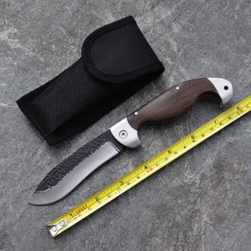 21CM) 8.5'' Folding Blade Knife Black Woodle Pocket knife Tactical Survival Camping Knives EDC Tools Tactical Knife + Sheath