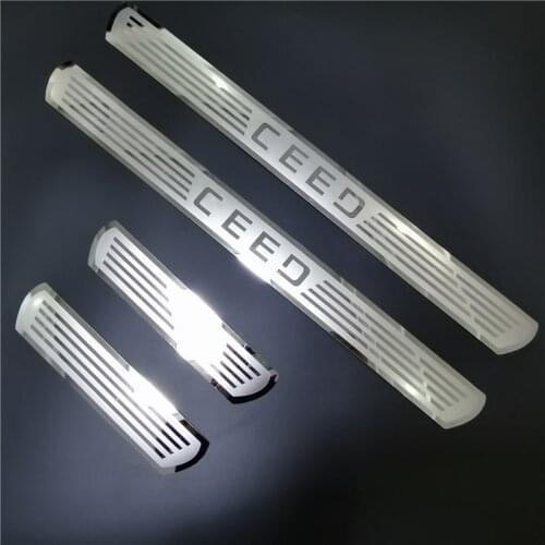 4X For KIA CEED SW 2018 2019 Door Sill Scuff Plate Cover Stickers Threshold Pedal Entry Guards Protector Car Styling Accessories