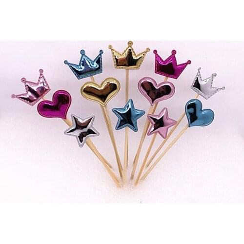 5pcs/set cute cake topper cake crown birthday party cake decoration personality DIY stars wedding decoration supplies