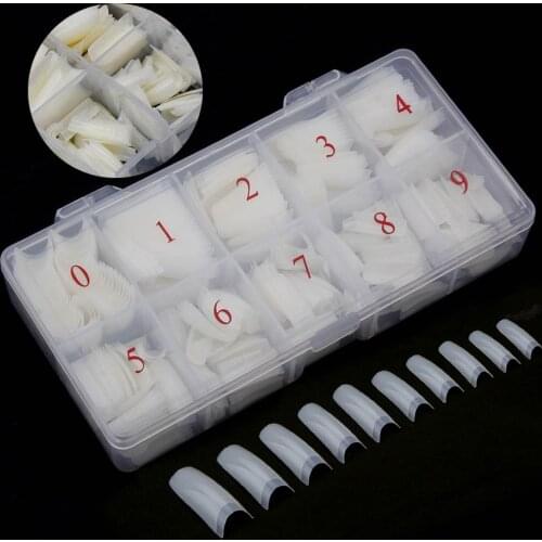 500pcs/Box Nail Capsules Transparent Nails Tips Fake Nails With Design Half Cover Nail Tips French Manicure False Acryl Nails