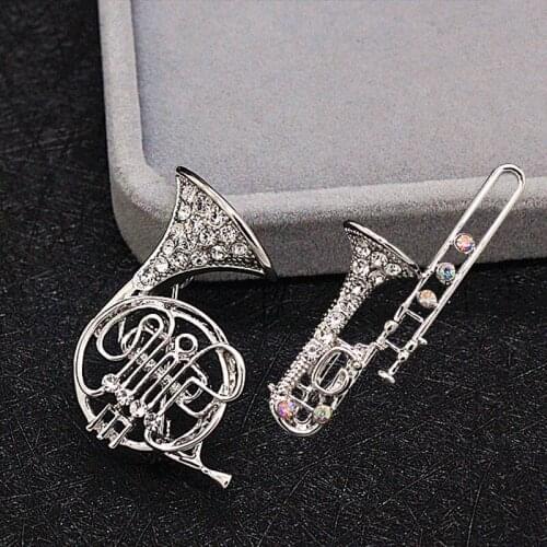 Crystal Rhinestone Brooches Personality Violin Guitar Pattern Fashion Brooches For Women Girls Gifts Pin Jewelry Part Accessorie