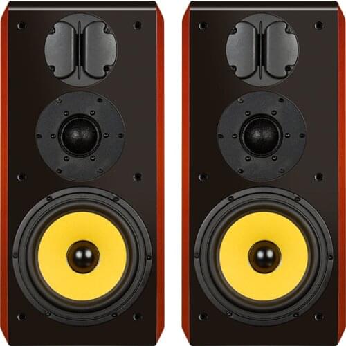 HIVI Hivi Speaker 8 inch 3-way Aluminum Ribbon Tweeter Solid Wood Leather Bookshelf HIFI Speaker Home Audio