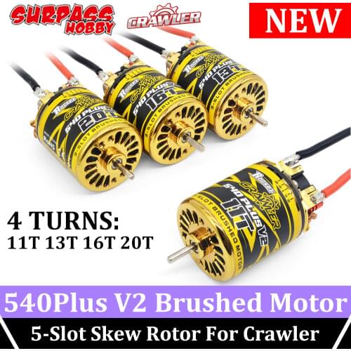 SURPASS HOBBY Rocket 540PLUS V2 Brushed Motor 5-Slot Waterproof Brush Motor 11T 13T 16T 20T 3.175mm Motors 1/10 RC Crawler Car