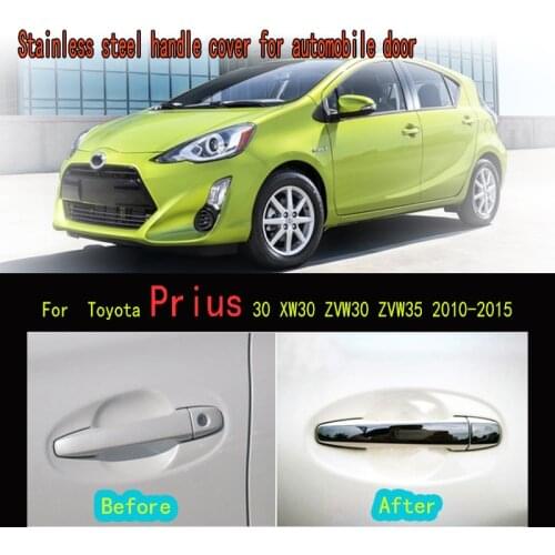 Karcng 8X Car Stainless Steel Exterior Door Handle Bowl Frame Sticker For Toyota Prius 30 XW30 ZVW30 ZVW35 2010-2015