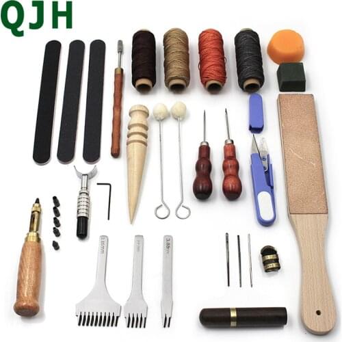 Leather craft tools hand sewing splicing accessories punching scratches sharpening wax line thimble side oil pen set kit