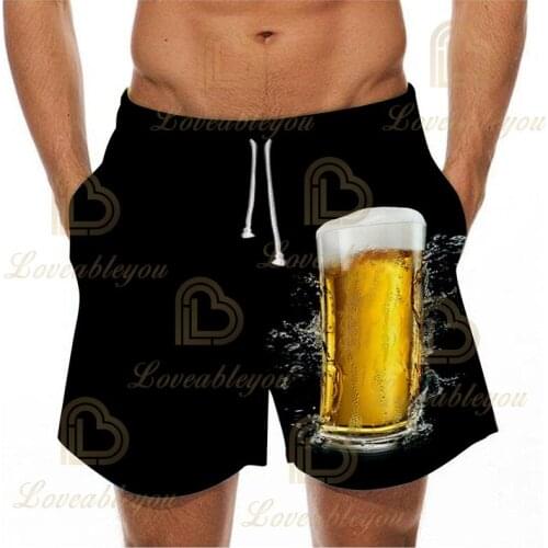 Kurze Hose Summer Beer 3D Printing Casual Beach Shorts Street Mens Shorts Fashionable Sports Pants Party Pantalones Cortos