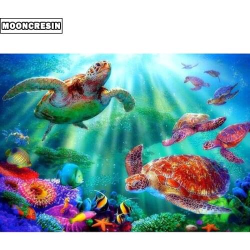 MOONCRESIN The Sea Turtle Diamond Painting Animal 5D Diy Diamond Embroidery Full Square Rhinestones Mosaic Kit Home Decoration