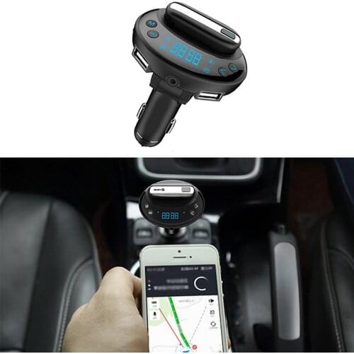 MP3 Dual USB with Luminous Button V8 FM Transmitter Headset Handsfree Music Player High Quality Quick Charger Car Bluetooth