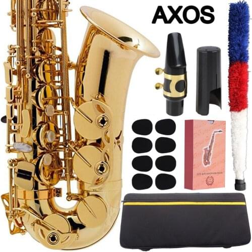 Music Fancier Club Saxophone Alto AXOS Professional Alto Sax AXOS Saxophone Gold Lacquer Mouthpiece Reeds Neck With Case