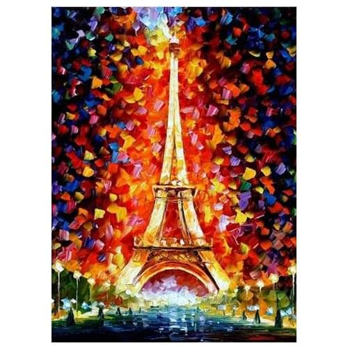 Top Quality 14CT Counted Unprinted Cross Stitch Kits Needlework Embroidery Arts Scenery Oil painting Paris Tower Large Edition