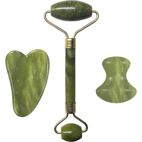 Natural Jade Roller Facial Massage Gua Sha Board Mushroom Massager Face Lifting Tool Gouache Scraper Facial Guasha Massage Kit