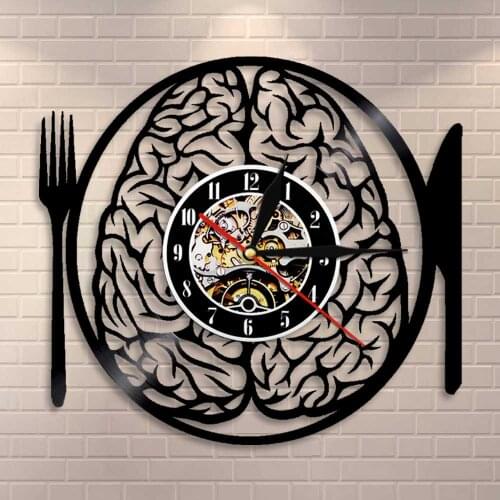 Neuron Anatomical Brain Vinyl Record Wall Clock Neuroscience Nurse Gift Dont Eat My Brain Wall Art Brain With Cutlery Wall Cloc