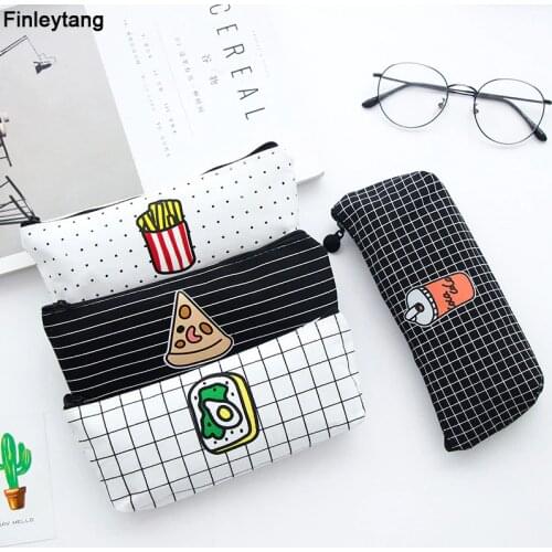 New Kawaii Stationery Pencil Case Fashion Canvas Pencil Bag School Supplies Cute Creative Child Gift Fries Coke Pizza Pencil Box