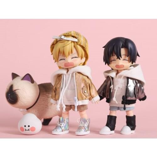 Ob11 doll clothes fit 1/8 size GSC solid body Molly baby clothes round but bright zipper clothes laser coat doll accessories