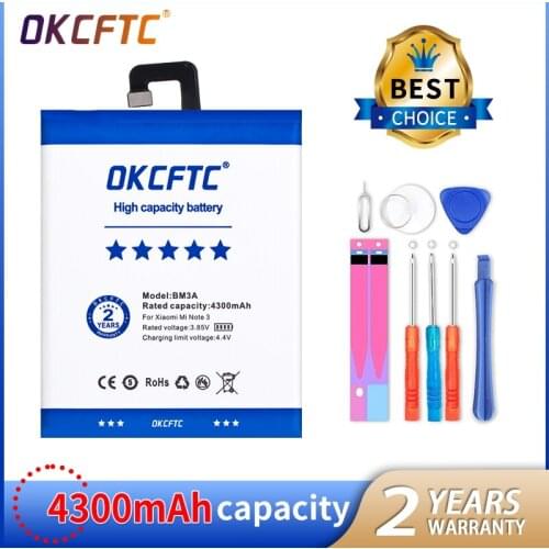 OKCFTC Original BM3A For Xiaomi Mi Note 3 Replacement 4300mAh High Capacity Phone Batteries +Free Tools