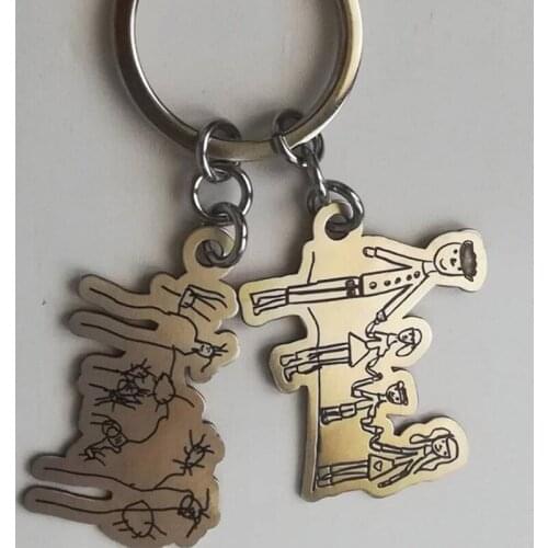 Custom Kids Drawing Silver Keychains Kids Art Keyring Child Artwork Personalized Necklace Custom Your Design Name Jewelry Gift