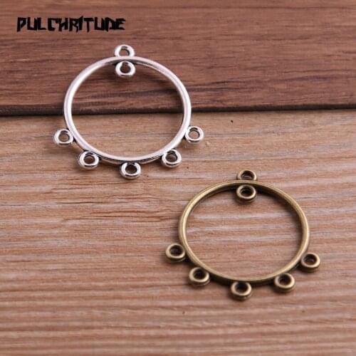 16pcs 29*30mm Two Color Zinc Alloy Necklace Charm Jewelry DIY Hollow Simple Round Connector Pendant Necklace