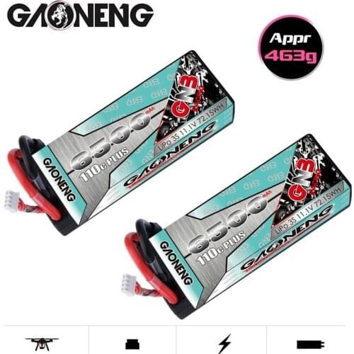 1-2PCS GAONENG GNB 11.1V 6500mAh 110C Rechargeable battery For RC Car Racing Spare Parts With Shell Upgrade LiHV 3S Battery