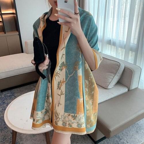 Print Thick Blanket Women Scarf Pashmina Warm Autumn Winter Shawl Wrap Fashion Tassels Cashmere Female Foulard 2021 New