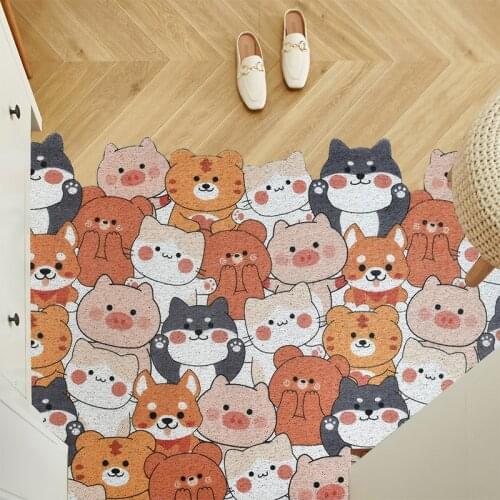 PVC Silk Loop Dust-proof Printed Doormat Marble Geometry White Geay Outdoor Rug Mats Shoes Scraper Non Slip Inside Entrance
