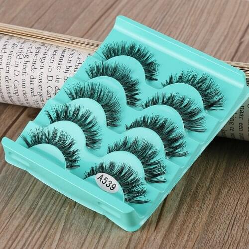 5Pairs Hot Sale Soft Thick Natural Long Black Handmade Cross False Eyelashes EyeLashes Beauty Makeup EyeLashes Extension Tool